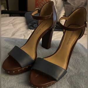 ANTONIO MELANI Two-Tone Brown and Blue Heels